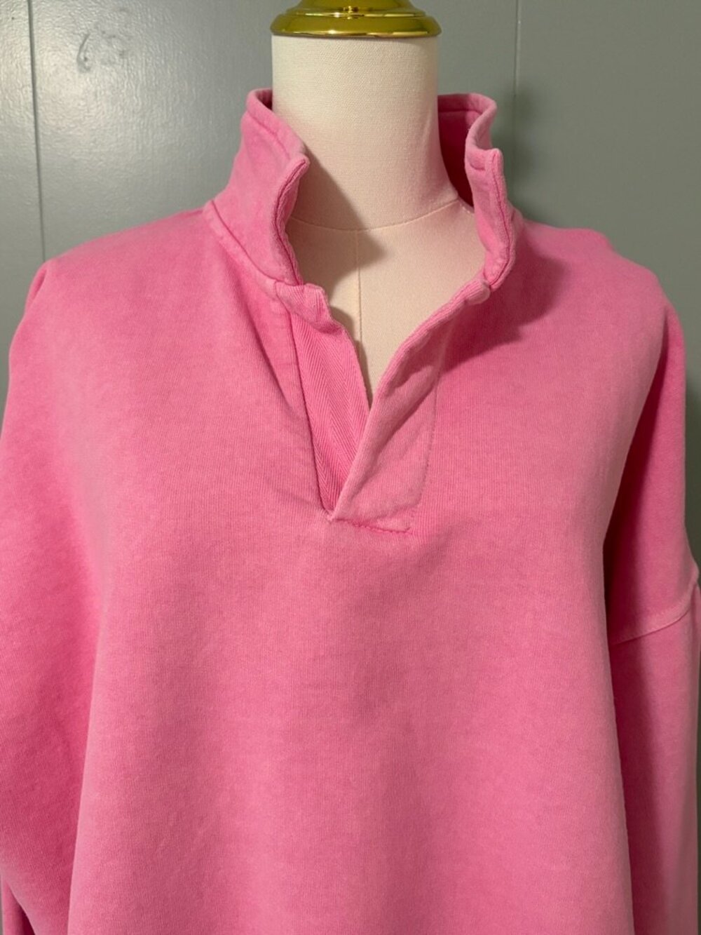 Sloppy Joe Collar 02 Sweatshirt Candy Pink Organic Cotton Oversized Size 2 M-L - Picture 3 of 11